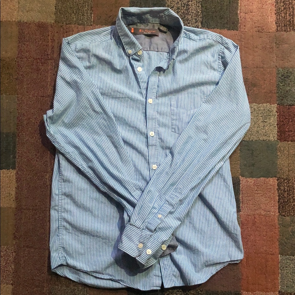 Ben Sherman Men's Blue Striped Button-Down Shirt